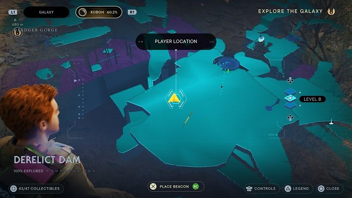 Na wprost od Szczeliny Mocy znajdziecie kolejne nasiona, tym razem Ananasa Ognistego - Jedi Survivor: Opuszczona zapora - lista sekretów, część 3 - Star Wars Jedi Survivor - poradnik do gry