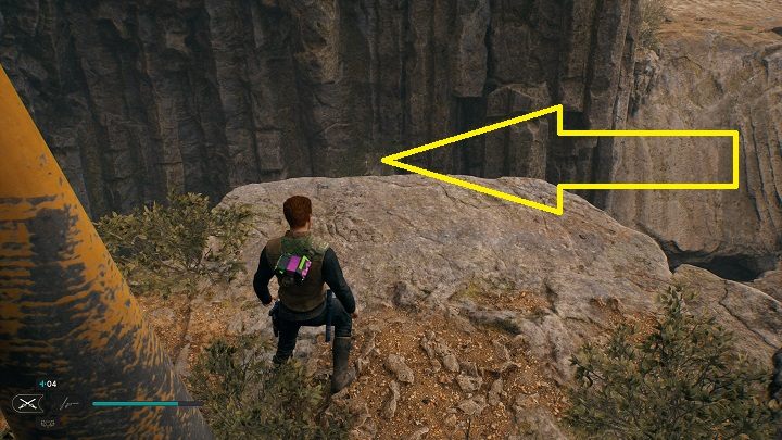 Przy samej skamielinie z poprzedniego podpunktu znajduje się lina, której możecie użyć, aby dostać się na górę - Jedi Survivor: Opuszczona zapora - lista sekretów, część 2 - Star Wars Jedi Survivor - poradnik do gry