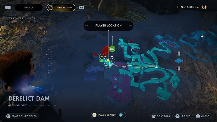 Po scence z udziałem wielkiego Trontożółwia znajdziecie roślinę, z której możecie otrzymać nasiona ananasa ognistego - Jedi Survivor: Opuszczona zapora - lista sekretów, część 2 - Star Wars Jedi Survivor - poradnik do gry