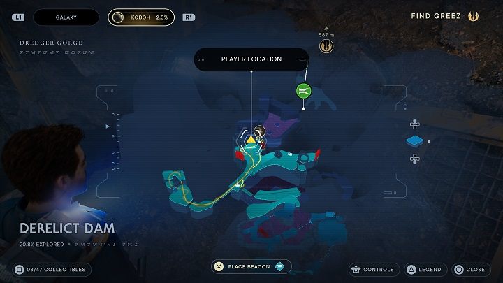 Po akcji z gniazdem goroko wróćcie przerwanym mostem do miejsca medytacji - Jedi Survivor: Opuszczona zapora - lista sekretów, część 1 - Star Wars Jedi Survivor - poradnik do gry