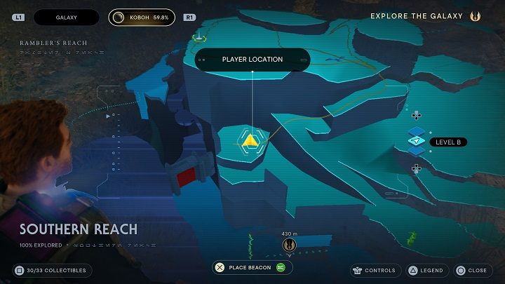 Z wyżej wspomnianego miejsca możecie dostać się niżej - na półkę pod miejscem, w którym zdobyliście wcześniej Esencję - Jedi Survivor: Południowy Azyl - lista sekretów, część 2 - Star Wars Jedi Survivor - poradnik do gry