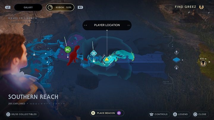 Po fabularnej scence natraficie na małe drzewko schodząc ścieżką w dół - Jedi Survivor: Południowy Azyl - lista sekretów, część 1 - Star Wars Jedi Survivor - poradnik do gry