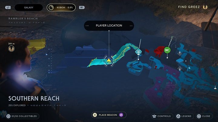 Wskoczcie na półkę znajdującą się za stanowiskiem Mosey - Jedi Survivor: Południowy Azyl - lista sekretów, część 1 - Star Wars Jedi Survivor - poradnik do gry