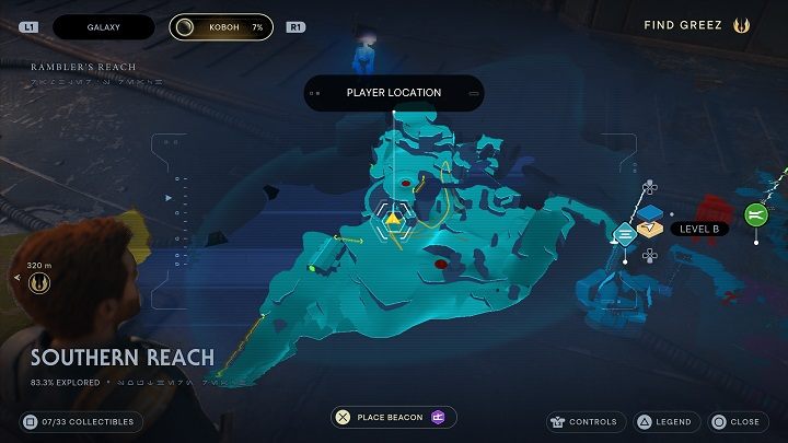 Nieco na lewo od poprzedniej znajdźki jest miejsce do zeskanowania - jest to baza danych #2 - Jedi Survivor: Południowy Azyl - lista sekretów, część 1 - Star Wars Jedi Survivor - poradnik do gry