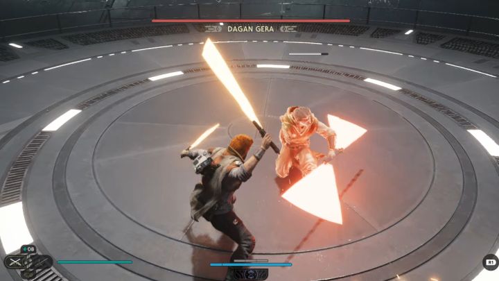 W trakcie tego pojedynku Dagan będzie używał podwójnego ostrza - Jedi Survivor: Jak pokonać bossa Dagan Gera w Przedniej wieży dowodzenia? - Star Wars Jedi Survivor - poradnik do gry