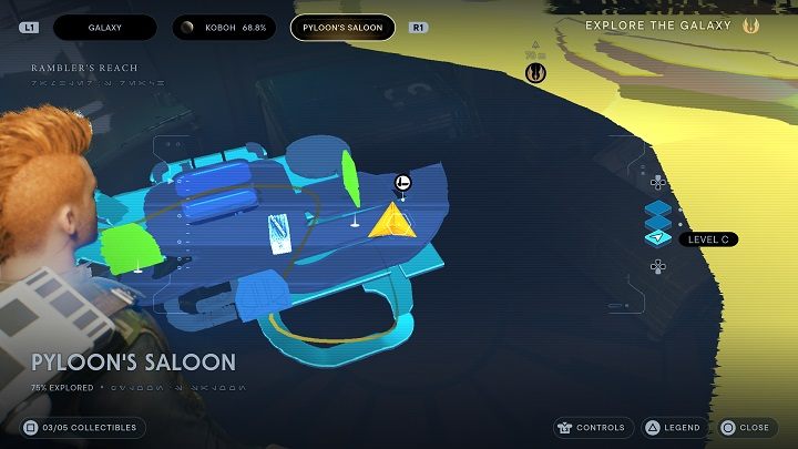 Kiedy przeprowadzicie z nim wystarczającą ilość rozmów zyskacie dostęp do wspomnianego wyżej pomieszczenia - Jedi Survivor: Saloon Pyloony - lista sekretów - Star Wars Jedi Survivor - poradnik do gry