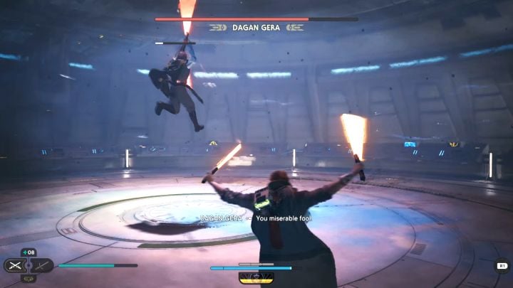 Spodziewajcie się tego, że Dagan Gera zacznie regularnie korzystać z czerwonych ataków - Jedi Survivor: Jak pokonać bossa Dagan Gera na Pokładzie widokowym? - Star Wars Jedi Survivor - poradnik do gry