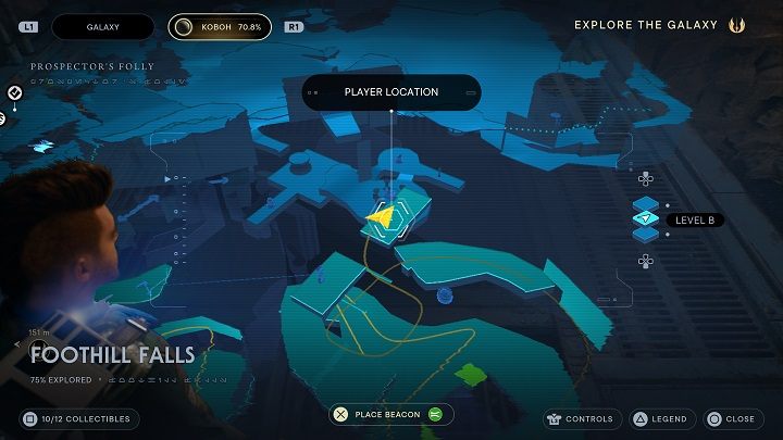 Dokładnie naprzeciwko poprzedniej znajdźki znajduje się skrzynia z elementem kosmetycznym - Jedi Survivor: Podgórskie wodospady - lista sekretów - Star Wars Jedi Survivor - poradnik do gry