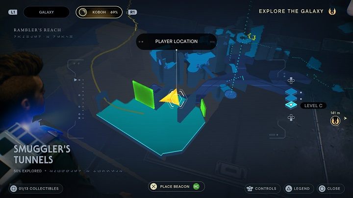 Na prawo od pomieszczenia z zieloną barierą leży odłamek Priorytu - Jedi Survivor: Tunele przemytnika - lista sekretów - Star Wars Jedi Survivor - poradnik do gry