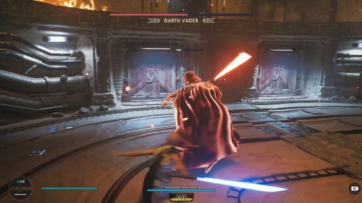 Darth Vader zacznie też stosować czerwony atak z obrotu - Jedi Survivor: Jak pokonać Darth Vadera w Archiwum? - Star Wars Jedi Survivor - poradnik do gry