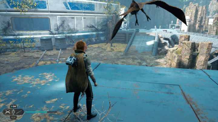 Gdy dotrzecie do brązowych kratek, rozpocznijcie wspinaczkę na samą górę, a dotrzecie w końcu do miejsca, w którym jest kolejny relter - Star Wars Jedi Survivor: Leśny węzeł (The Forest Array) - Star Wars Jedi Survivor - poradnik do gry