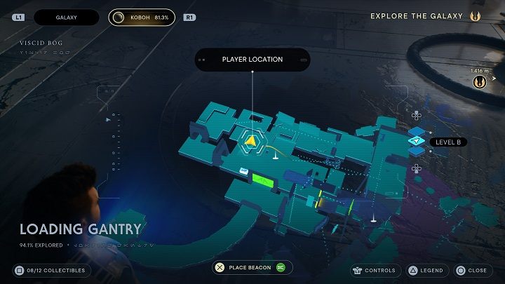 Będąc na tym samym poziomie obok echa (nieliczącego się do znajdziek w tej lokacji) znajdziecie właz u góry - Jedi Survivor: Suwnica Załadunkowa - lista sekretów - Star Wars Jedi Survivor - poradnik do gry