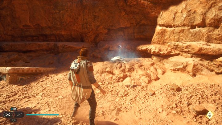 Echo znajdziecie przy wejściu do bazy Cere, tzn - Jedi Survivor: Suche równiny z planety Jedha - lista sekretów - Star Wars Jedi Survivor - poradnik do gry