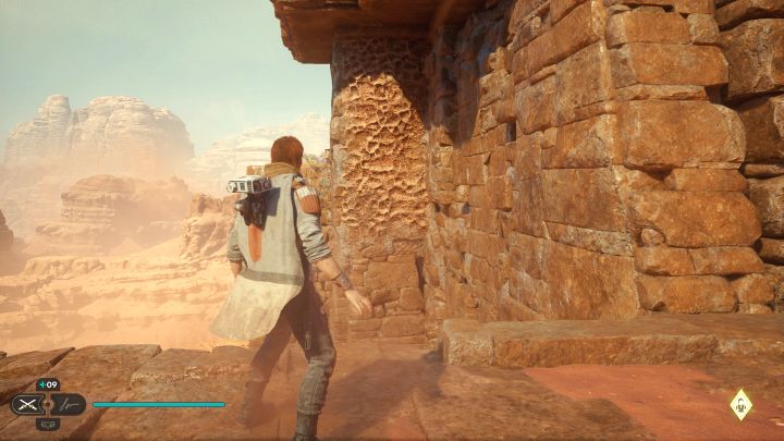 Po zdobyciu skarbu z poprzedniego podpunktu kontynuujcie docieranie do kolejnych wysokich półek z okolicy - Jedi Survivor: Suche równiny z planety Jedha - lista sekretów - Star Wars Jedi Survivor - poradnik do gry