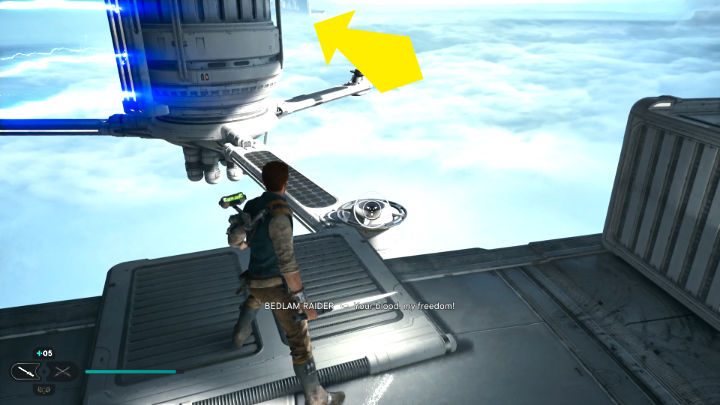 Przeskakując pomiędzy wyrzutniami na ramionach obracającego się śmigła, obejdźcie przeszkodę od prawej strony - Star Wars Jedi Survivor: Staw czoła Daganowi w obserwatorium na Koboh (Confront Dagan at the Koboh Observatory) - Star Wars Jedi Survivor - poradnik do gry