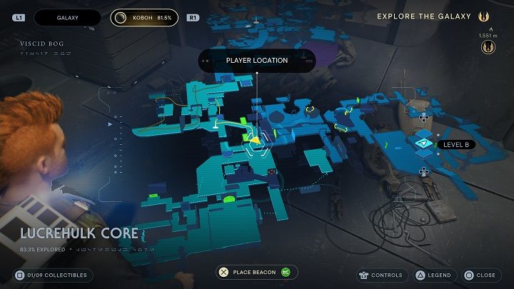 Od miejsca medytacji udajcie się na lewo - na końcu drogi zobaczycie echo ze wpisem do bazy danych - Jedi Survivor: Rdzeń Lucrehulka - lista sekretów - Star Wars Jedi Survivor - poradnik do gry