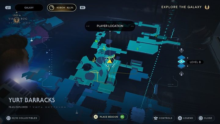 Niedaleko od wyżej opisanego namiotu jest echo ze wpisem do bazy danych - Jedi Survivor: Koszary Jurcie - lista sekretów - Star Wars Jedi Survivor - poradnik do gry