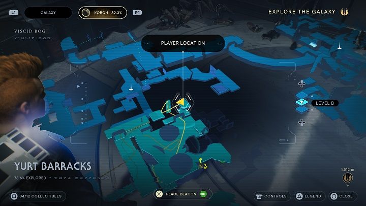 Odwróćcie się w stronę ściany, którą się wspinaliście, a będziecie mogli zobaczyć platformę naprzeciwko - Jedi Survivor: Koszary Jurcie - lista sekretów - Star Wars Jedi Survivor - poradnik do gry