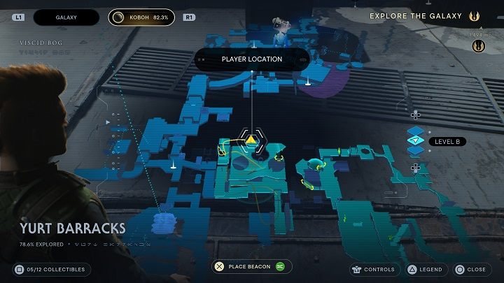 Po zebraniu Priorytu zerknijcie na prawo - jest tam kolejna platforma, na którą możecie przeskoczyć - Jedi Survivor: Koszary Jurcie - lista sekretów - Star Wars Jedi Survivor - poradnik do gry