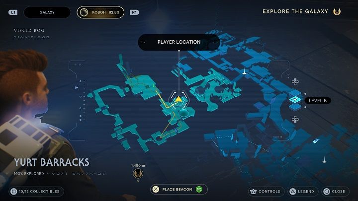 Po dostaniu się na wyżej opisaną półkę zerknijcie na lewo, aby zobaczyć kolejną - Jedi Survivor: Koszary Jurcie - lista sekretów - Star Wars Jedi Survivor - poradnik do gry