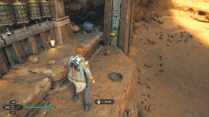 Rozpocznijcie przy punkcie medytacji i zejdźcie po prawym zboczu - Jedi Survivor: Mury klasztorne z planety Jedha - lista sekretów - Star Wars Jedi Survivor - poradnik do gry