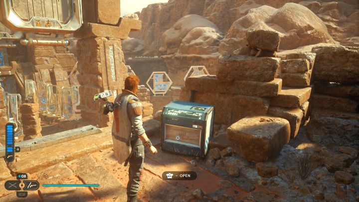Skrzynię znajdziecie na wyższej półce w środkowej części ruin - Jedi Survivor: Mury klasztorne z planety Jedha - lista sekretów - Star Wars Jedi Survivor - poradnik do gry