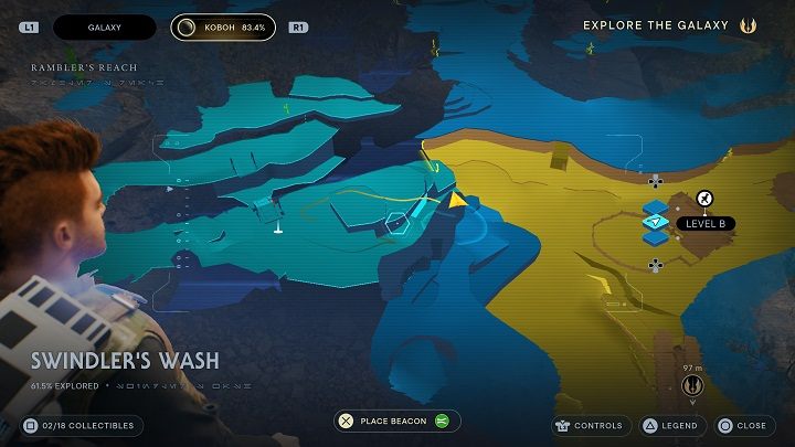 Po trzecią porcję musicie udać się nieco dalej i przeskoczyć nad przepaścią na półkę - Jedi Survivor: Fala Oszusta - lista sekretów - Star Wars Jedi Survivor - poradnik do gry