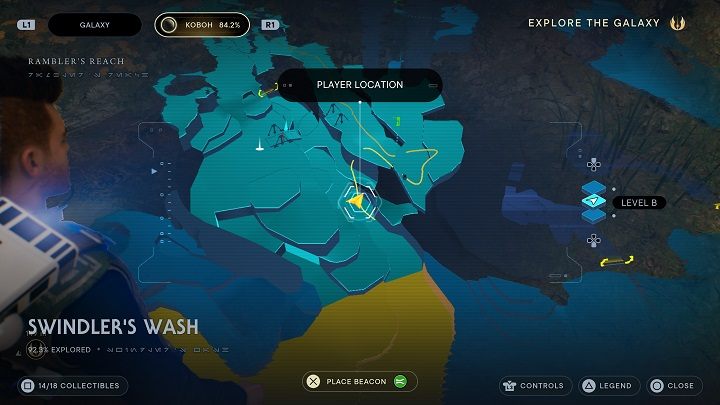 Po następną garść nasion musicie zejść na sam dół, tak aby znaleźć się niemal bezpośrednio pod otwartą wcześniej skrzynią - Jedi Survivor: Fala Oszusta - lista sekretów - Star Wars Jedi Survivor - poradnik do gry