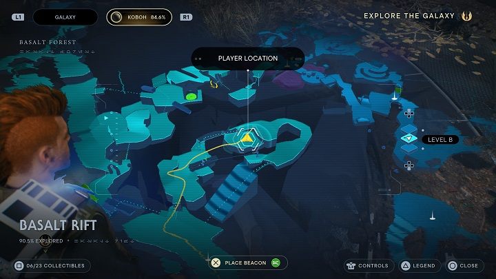 Następnie wylądujcie na lądzie, w miejscu gdzie jest grupa przeciwników - Jedi Survivor: Bazaltowa Szczelina - lista sekretów - Star Wars Jedi Survivor - poradnik do gry