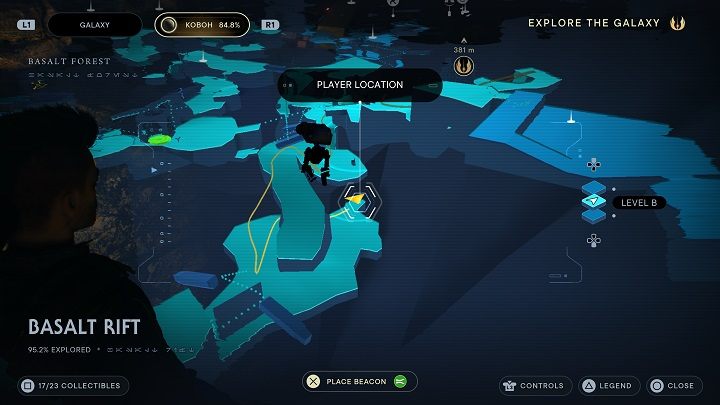 Niedaleko miejsca, w którym początkowo przebywał mały Droid, jest wejście do jaskini - Jedi Survivor: Bazaltowa Szczelina - lista sekretów - Star Wars Jedi Survivor - poradnik do gry