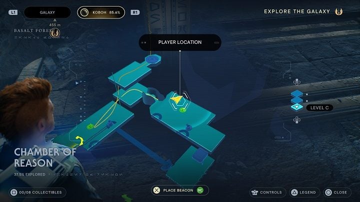 Po zjechaniu windą i znalezieniu się w komnacie skorzystajcie z liny - Jedi Survivor: Komnata Rozumu - lista sekretów - Star Wars Jedi Survivor - poradnik do gry