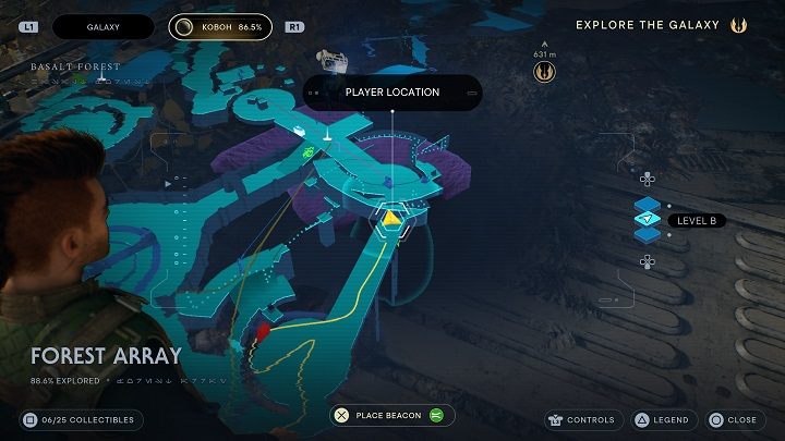 Biegnijcie dalej, aż do małego budynku, który będziecie mogli zeskanować - Jedi Survivor: Leśny Węzeł - lista sekretów - Star Wars Jedi Survivor - poradnik do gry