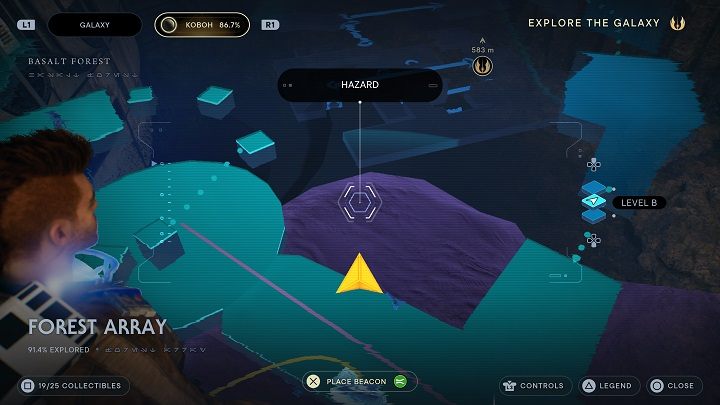 Kolejny dysk danych znajduje się w podobnym położeniu do poprzedniego, ale po przeciwnej stronie - Jedi Survivor: Leśny Węzeł - lista sekretów - Star Wars Jedi Survivor - poradnik do gry