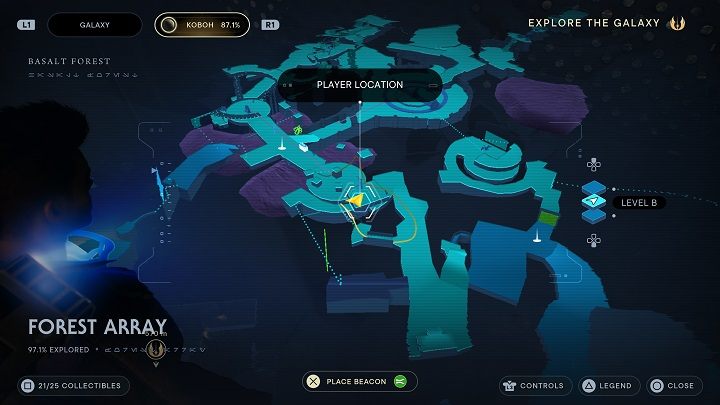 Po wskoczeniu na nią skierujcie się na prawo do skrzyni - Jedi Survivor: Leśny Węzeł - lista sekretów - Star Wars Jedi Survivor - poradnik do gry