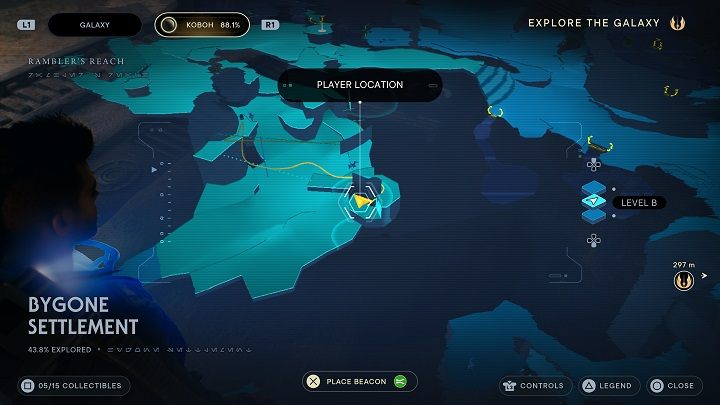 Wbiegnijcie do budynku, aby po chwili zeskoczyć na dół - Jedi Survivor: Osada Bygone - lista sekretów - Star Wars Jedi Survivor - poradnik do gry