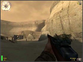Problemy zaczną się po dotarciu do widocznego na screenie miejsca - Battle Of Kasserine Pass II (2) | MISJA 2 - Tunisia | MoHAA Breakthrough - Medal of Honor: Allied Assault - Breakthrough - poradnik do gry
