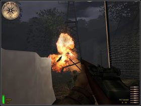 Skieruj się w stronę widocznej na screenie wieży komunikacyjnej - The Airfield At Caltagirone (1) | MISJA 6 - Sicily | MoHAA Breakthrough - Medal of Honor: Allied Assault - Breakthrough - poradnik do gry