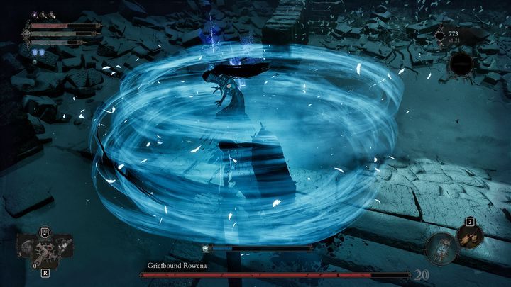 Walcząc w zwarciu, Rowena może stworzyć lodową wichurę - Lords of the Fallen: Jak pokonać bossa Rowena, Owładnięta Żalem? - Lords of the Fallen - poradnik do gry