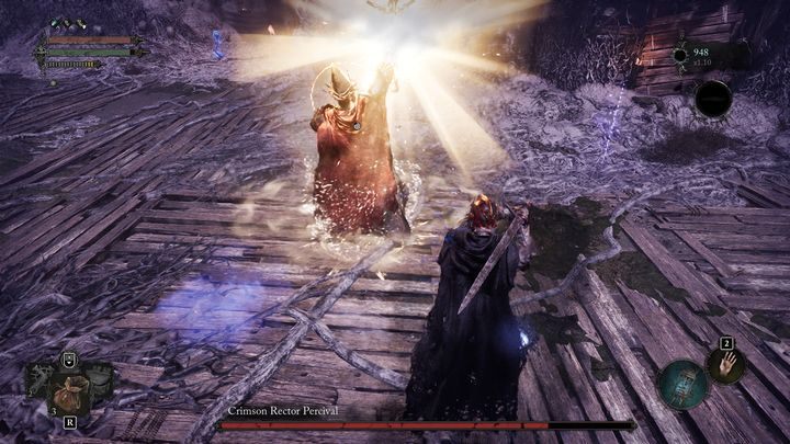 Gdy zobaczycie, że boss otoczył się złotą aurą, zacznie się leczyć - Lords of the Fallen: Jak pokonać bossa Karmazynowy rektor Percival? - Lords of the Fallen - poradnik do gry