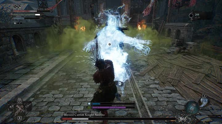 Gdy Sanisho polegnie, po chwili wybuchnie i rozprzestrzeni toksyczną chmurę na dalszy obszar - Lords of the Fallen: Jak pokonać bossa Błogosławiony rycerz rozkładu Sanisho? - Lords of the Fallen - poradnik do gry