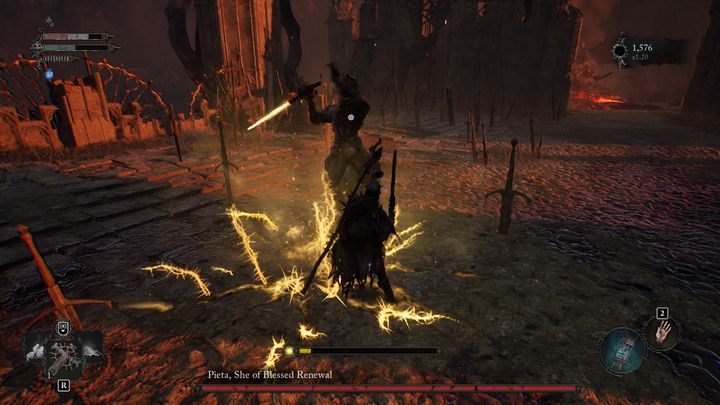 Boss może również rozpocząć atak od wyskoku, a w miejscu, w którym uderzy mieczem powstanie święty ogień - Lords of the Fallen: Jak pokonać Pieta, Odrodzona w Błogosławieństwie? - Lords of the Fallen - poradnik do gry