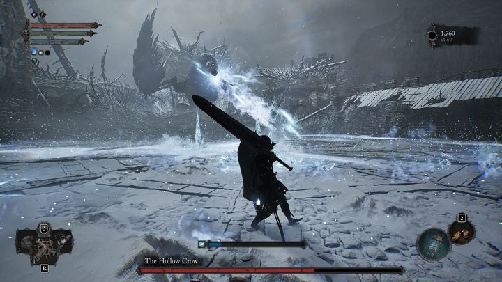 Po kilkudziesięciu sekundach unikania ataków Pustego Kruka, na środku areny pojawi się Lucy z nowymi posiłkami - Lords of the Fallen: Jak pokonać bossa Pusty Kruk? - Lords of the Fallen - poradnik do gry