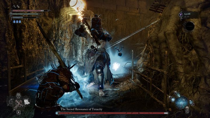 Gdy boss zapuka w swój dzwon na głowie kilka razy, odsuńcie się od niego i schowajcie za jakimś obiektem - Lords of the Fallen: Jak pokonać bossa Święty Rezonans Uporu? - Lords of the Fallen - poradnik do gry