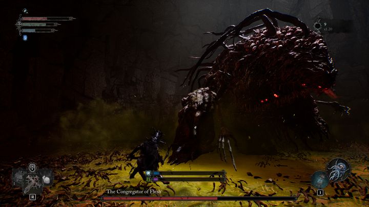 Od teraz, za każdym razem, gdy wyląduje na ziemi, stworzy na podłożu zieloną maź, która nakładać będzie status trucizny - Lords of the Fallen: Jak pokonać bossa Kongregacja ciała? - Lords of the Fallen - poradnik do gry