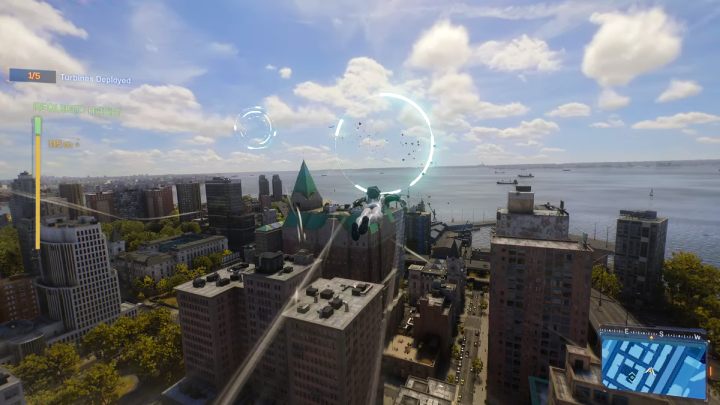 W tym zadaniu musicie wznieść się wysoko w powietrze i rozlokować 5 turbin - Spider Man 2: Wszystkie eksperymenty FEM - zagadki z roślinami - Spider Man 2 - poradnik do gry