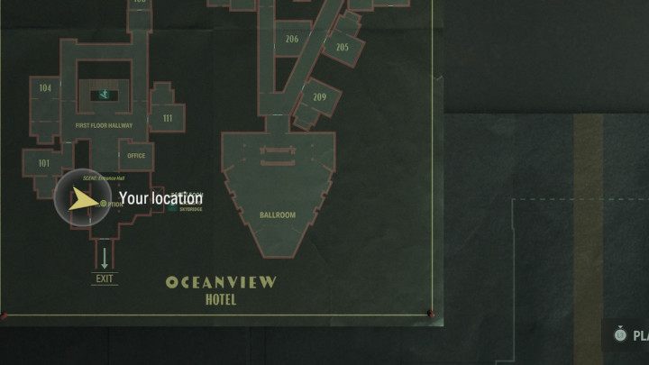 Po zjechaniu na parter hotelu, w głównym lobby pojawi się Echo, które aktywujecie od strony recepcji - Alan Wake 2: Wszystkie Echa - Alan - Alan Wake 2 - poradnik do gry