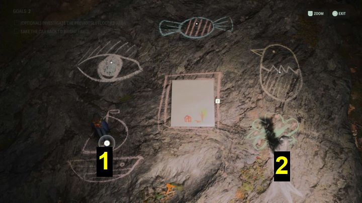 Powróćcie na dół i wejdźcie w interakcję z rysunkami - Alan Wake 2: Wszystkie zagadki rymowanek w Cauldron Lake - Alan Wake 2 - poradnik do gry