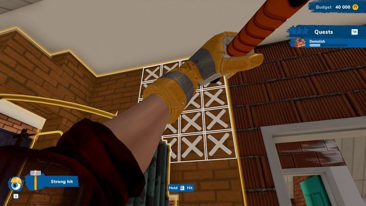 Do burzenia ścian potrzebny będzie młot, który otrzymacie dopiero po kilku dobrze wykonanych zleceniach - House Flipper 2: Rodzaje prac budowlanych - House Flipper 2 - poradnik do gry