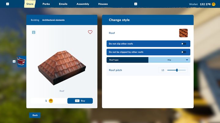 Poza standardowym zmienianiem dachu, możecie również w trakcie zmiany stylu przejść do sklepu i tam ustawić różne parametry, jak chociażby wysokość dachu czy rodzaj budulca, z jakiego ma się on składać - House Flipper 2: Czy można usunąć schody i dach? - House Flipper 2 - poradnik do gry