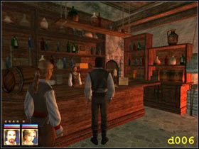 Więcej dowiesz się od siedzącego przy stole nawigatora ze statku, który został niedawno zaatakowany przez szukaną przez Ciebie fregatę - D. Dziwne wydarzenia na archipelagu... - Piraci z Karaibów - poradnik do gry